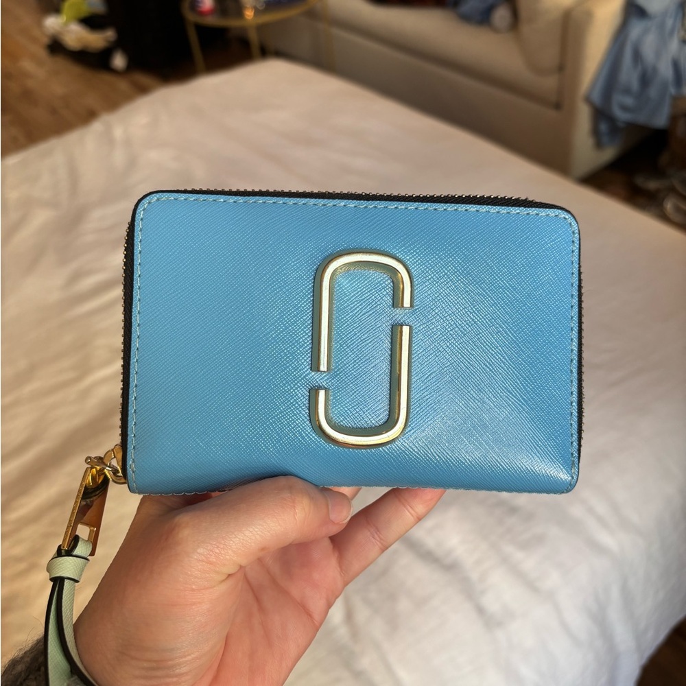 Marc Jacobs Blue Wallet with Gold Logo